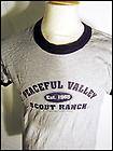 Vintage 90s PEACEFUL VALLEY Moonrise Scout Grey Indie T shirt Medium