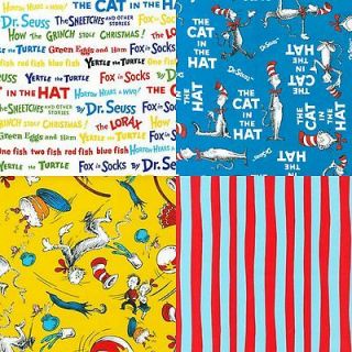 Dr. Seuss Cat In the Hat fabric by the yard for Robert Kaufman 100% 