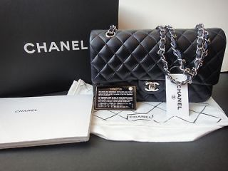 NWT AUTHENTIC CHANEL LARGE DOUBLE FLAP DARK NAVY BLUE LAMBSKIN CLASSIC 