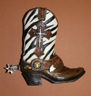 poly resin, COWBOY BOOT, VASE, PLANTER,COWGIRL ZEBRA BOOT,WESTERN 
