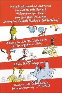 Dr Seuss  Cat in the Hat  Thing 1 and 2  Horton  Grinch Birthday 
