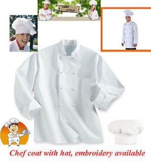 Chef Designs Eight Pearl Button Chef Coat with Chef Hat,size XL 