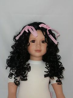   Doll Wig Fits My Twinn or Apple Valley Dolls Black Curls Center Part