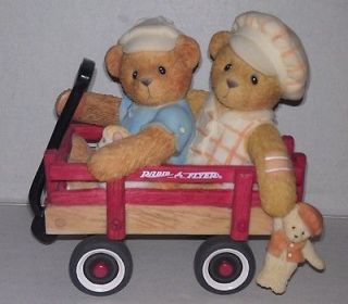 Cherished Teddies BOOKER AND FLETCHER Teddy Bears with RADIO FLYER 