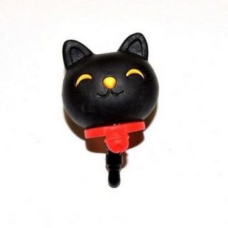 Universal 3.5mm Headphone Jack Stopple Charm   Black Lucky Cat