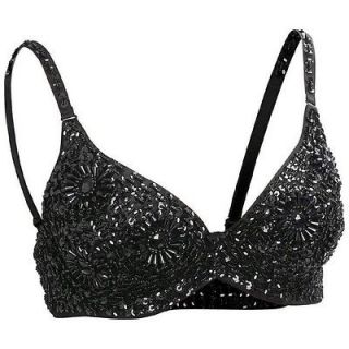 Casual Outfitters Black Beaded Sequin Bra 34 B DD