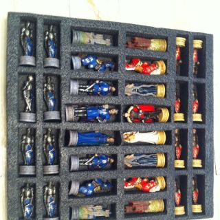 Medieval Theme Painted Chess Set And Board Arthur Camelot
