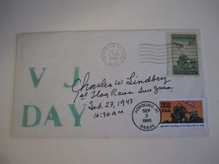 Charles W. Lindberg SIGNED AUTOGRAPHED First Day Cover Iwo Jima B