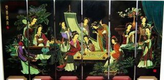 Chinese Lacquer Painting Beautiful12 BELLE Folding Screen