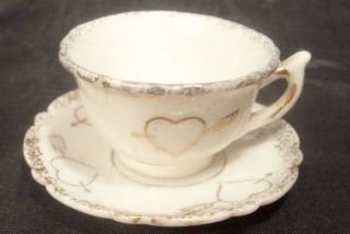   Just Married Tea Cup & Saucer Stamped Japan (Chip In Saucer
