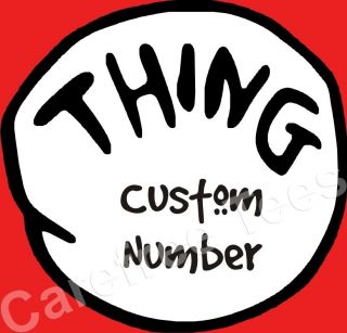 Dr Seuss Thing 1 2 3 4 5 6 Iron on shirt DECAL Transfer