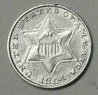 FROSTY WHITE AND NICE1854 THREE CENT SILVER GRADING CHO
