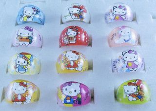 Wholesale Mixed Lots 50pcs Resin Childrens Cartoon Hello Kitty Rings