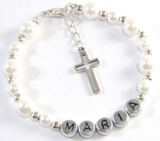 Girls Personalised Bracelet First Holy Communion Bridesmaid 