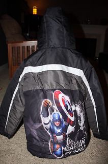 Marvel Boys Captain America Coat Jacket Hooded Parka Brand New with 