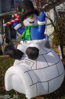 Airblown Inflatable 8 Christmas Snowman Sitting on a Giant Igloo 