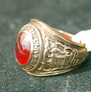 CLASS RING  UNIVERSITY OF ILLINOIS  10K SOLID 15GRAMS SIZE 9 1/2  RED 
