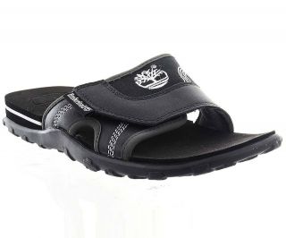 Timberland Mens Slide Sandals 6241R Fells Black Leather