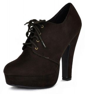   VACLAR S BROWN SUEDE LACE UP CHUNKY HEEL PLATFORM ANKLE BOOTS