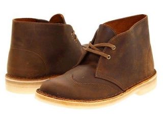 Womens Clarks Original Desert Wing Tip Boot Brown Beeswax Leather 