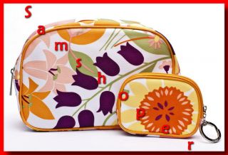 Clinique Zippered Canvas Floral Cosmetic Makeup Bag set (Brand New)