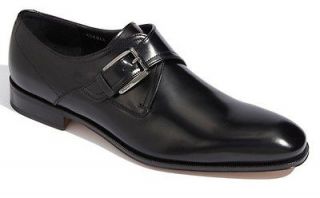 Salvatore Ferragamo Cipro Loafer Black Leather Monk Strap Dress Shoe 