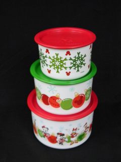 Tupperware Mickey Mouse Disney Holiday Canisters 3pc Stacking Set 