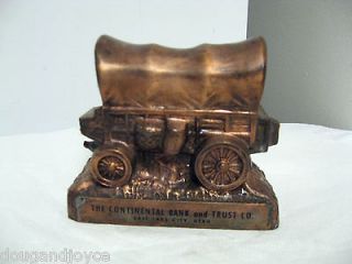 Vintage Metal Banthrico Continental Bank/Trust Covered Wagon Savings 