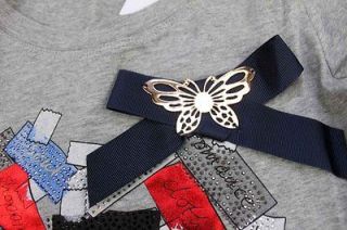 NWT Womens 18044 Moschino Heart&Golden butterfly Gray T Shirt/Top 