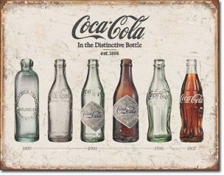 Coca Cola Coke Distinctive Bottles 1899 1957 Rustic Nostalgic Tin 