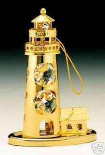 Light house   24K Gold Plated W/Austrian Crystals Ornament