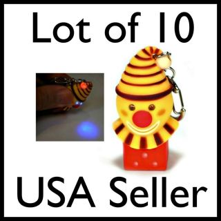 LOT of 10 LED CRAZY CLOWN KEY CHAIN Light Sound Noise Toy Ring NEW 