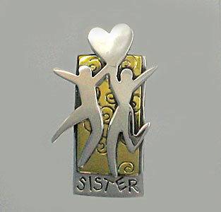 Sterling Silver Far Fetched, sister love Pin, Discontinued Design