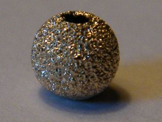 9ct Yellow Gold 2 Hole Bead,4mm,Laser Cut Frosted Sparkle Finish 