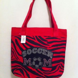 Soccer Mom Tote Bag Carry All Pink Puse Zebra Pattern