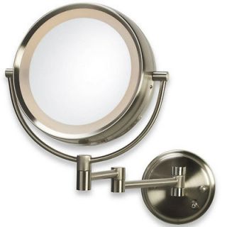 Conair BE6BX Lighted 8X/1X Brushed Nickel Fog Free Wall Mount Makeup 