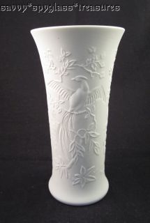 Vintage AK KAISER MANFRED FREY Rose Relief Satin Bisque Porcelain Vase