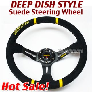 350mm Suede Deep Dish Steering Wheel Corsica Style 14 BLACK Drifting