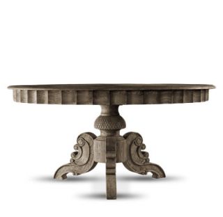 63 Round French Dining Table solid weathered oak hand carved 