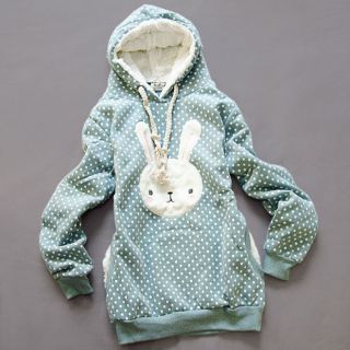 Girls Cute Bunny Thick Cotton Hoodie Coat Tops L M D3Q0