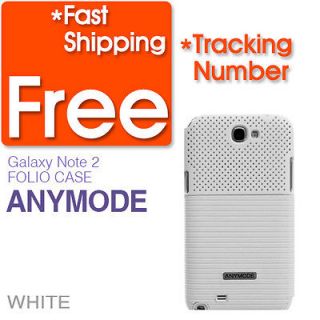   New* ANYMODE COOL STAND FOLIO *WHITE   GALAXY NOTE2 Cell Phone Case