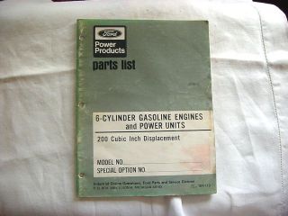 1974 FORD POWER PRODUCTS PARTS LIST 6 CYLINDER GASOLINE ENGINES 