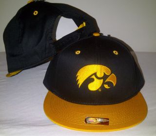 IOWA HAWKEYES Snapback Black Gold Cap Hat Licensed NCAA Two Tone 