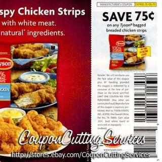 20) $.75/1 Coupons Tyson Bagged & Breaded Chicken Strips $0.75 75 