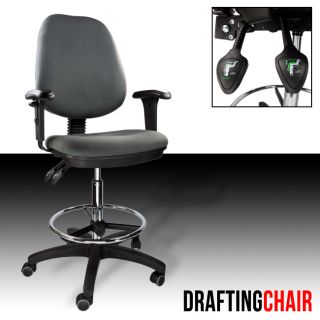 Drafting Chair Stool Office Grey Adjustable Armrest Art Footrest 