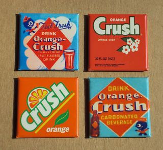 Orange Crush FRIDGE MAGNET Set crushy sign soda bottle label matchbook 