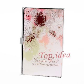 NEW GIFT CHINAWIND WOMENS PINK GREEN FLOWER METAL BUSINESS CARD 