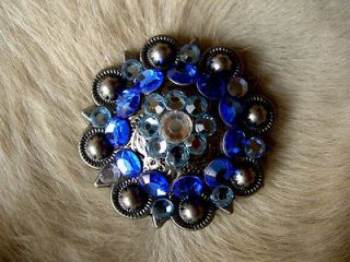 BERRY CRYSTALS BLING CONCHOS HORSE SADDLE HEADSTALL TURQUOISE BLUE 