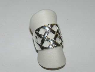 Criss Cross Basket Weave Wide Band Ring Sterling Silver