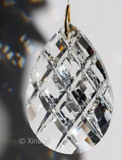 New 50mm Criss Cross Facet Pear Crystal Clear Prism SunCatcher 2 
